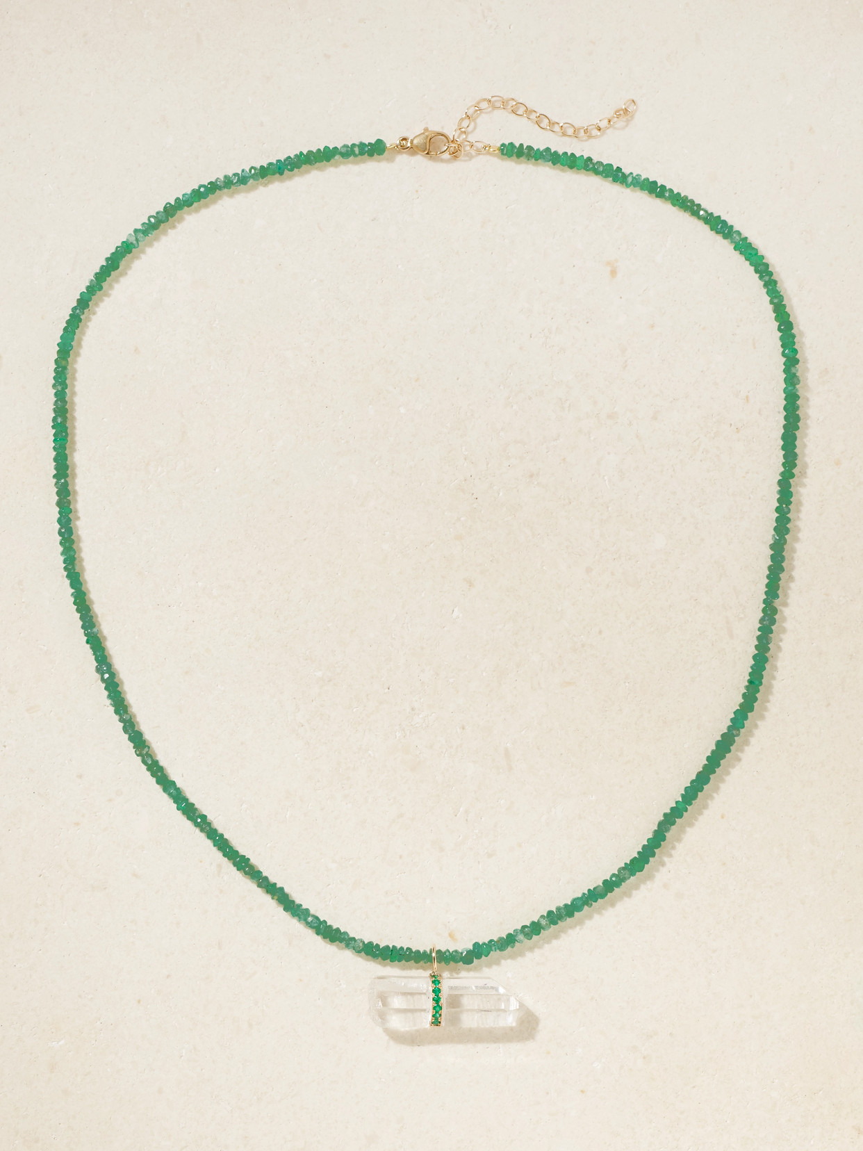 Jia Jia 14-karat Gold, Emerald And Quartz Necklace In Green