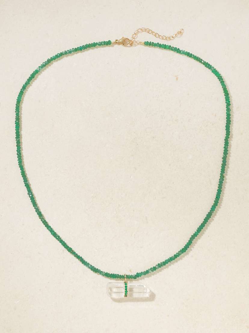 JIA JIA 14-karat Gold, Emerald And Quartz Necklace