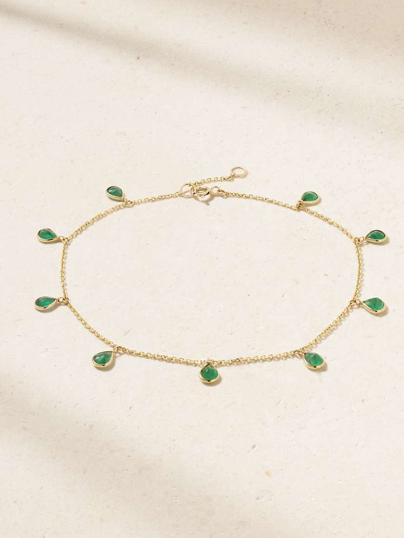 JIA JIA Raindrop 14-karat Gold Emerald Anklet