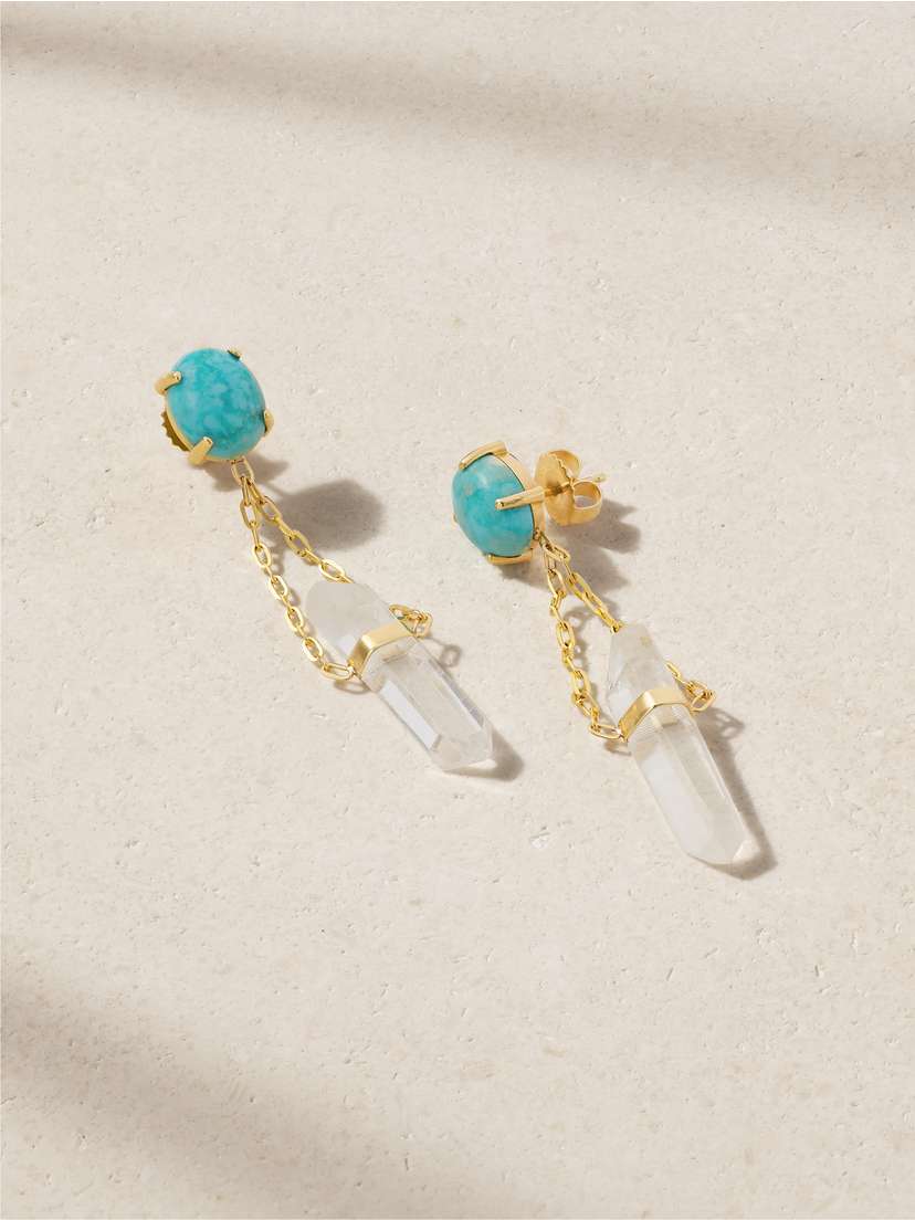 JIA JIA Mona Lisa 14-karat Gold, Quartz And Turquoise Earrings