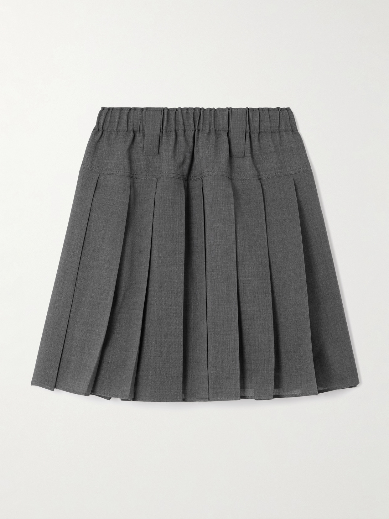 Brunello Cucinelli Pleated Twill Mini Skirt In Gray