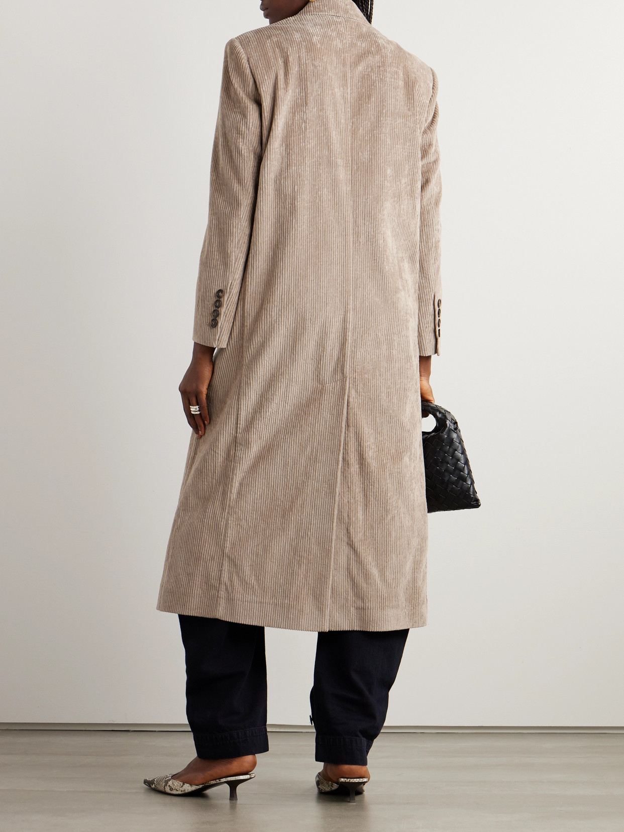 Brunello Cucinelli Double-breasted Cotton-blend Corduroy Coat In Brown