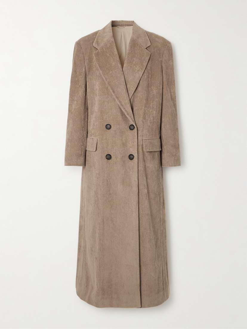 Brunello Cucinelli — Double-breasted cotton-blend corduroy coat