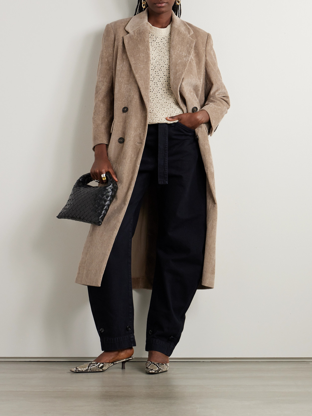 Brunello Cucinelli Double-breasted Cotton-blend Corduroy Coat In Brown