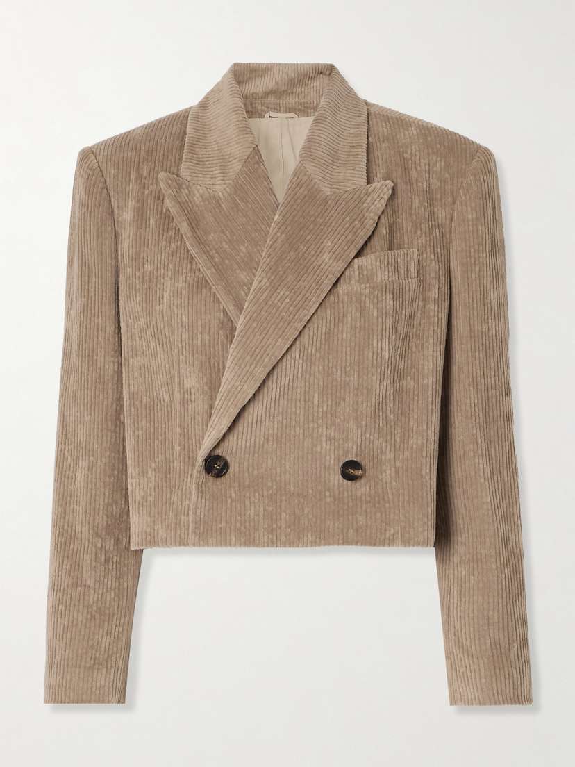 Brunello Cucinelli Cropped Double-breasted Cotton-blend Corduroy Blazer