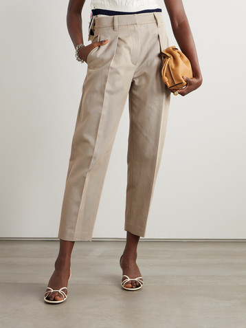 Brunello Cucinelli Cropped cotton and wool-blend twill tapered pants