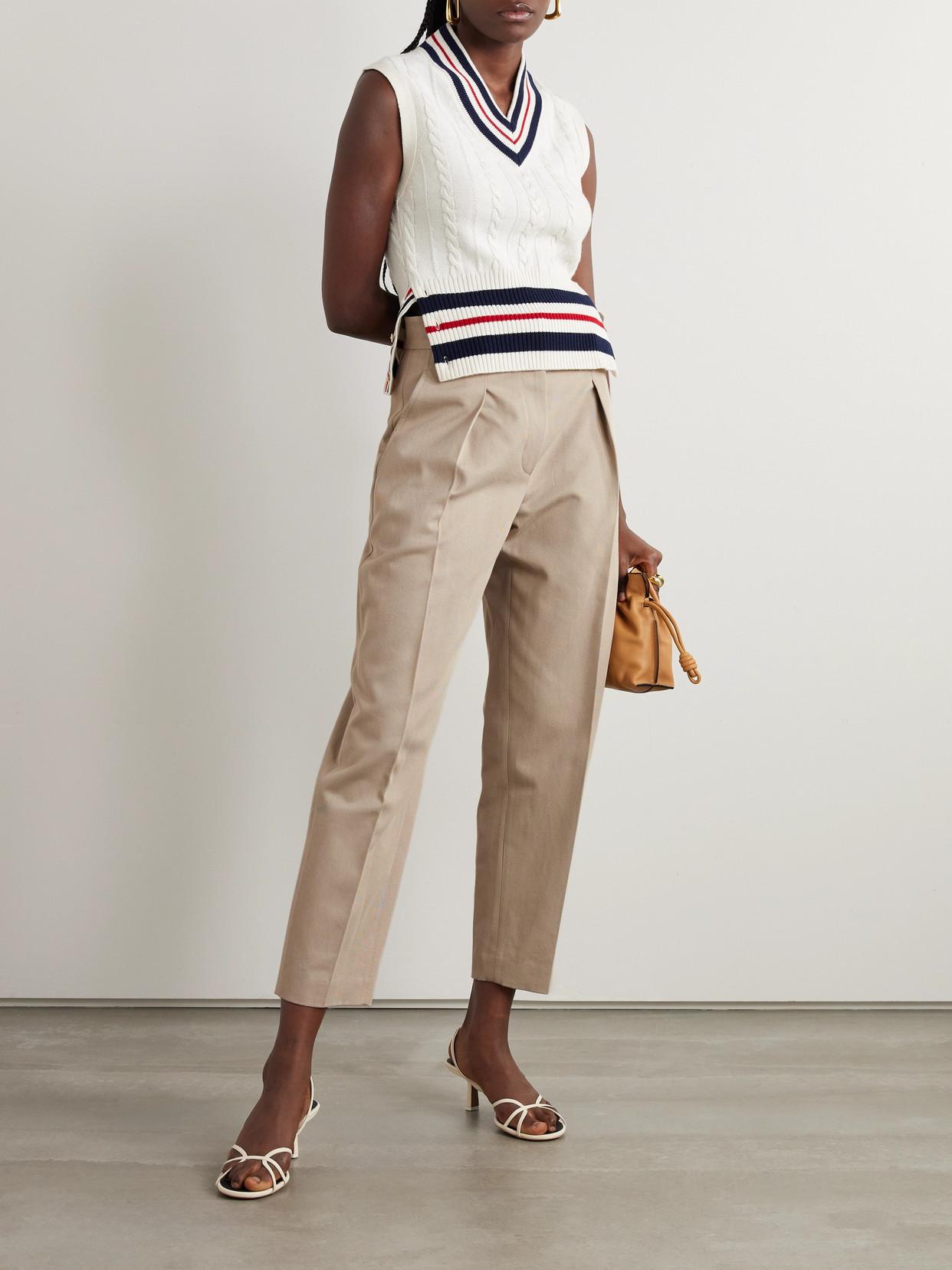Brunello Cucinelli Cropped Cotton And Wool-blend Twill Tapered Pants In Neutrals