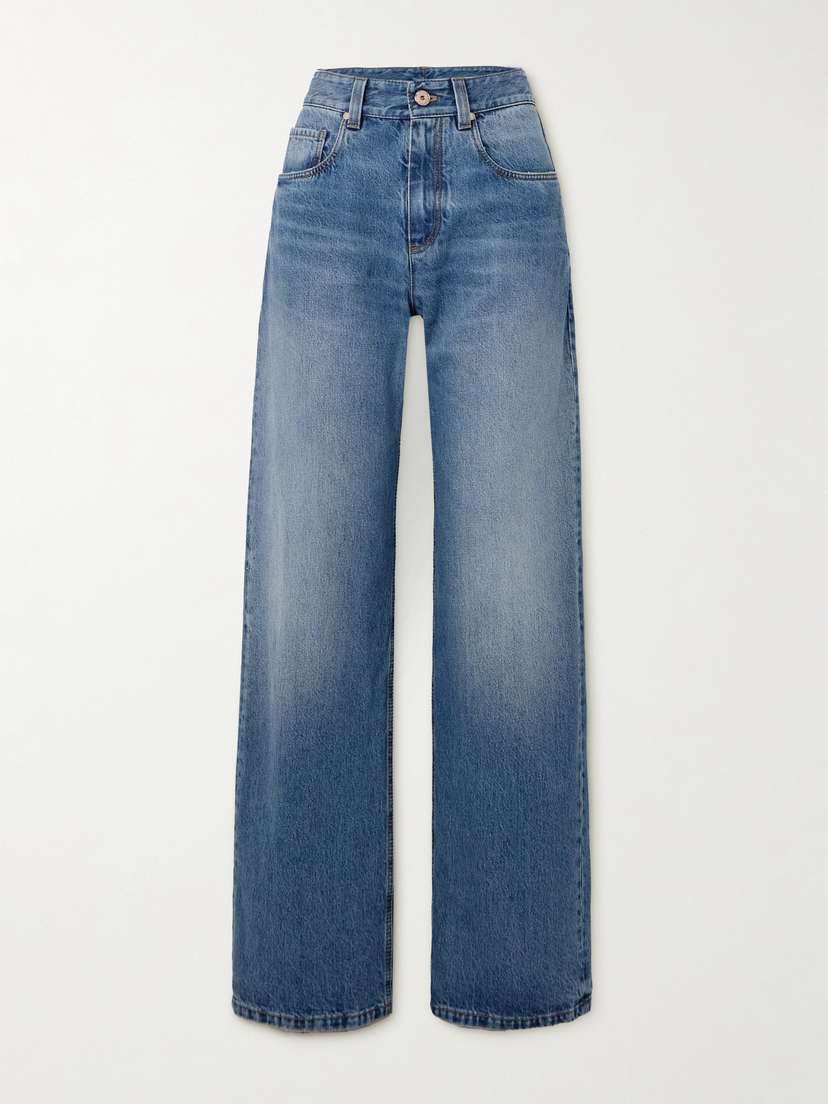 Brunello Cucinelli Bead-embellished High-rise Wide-leg Jeans