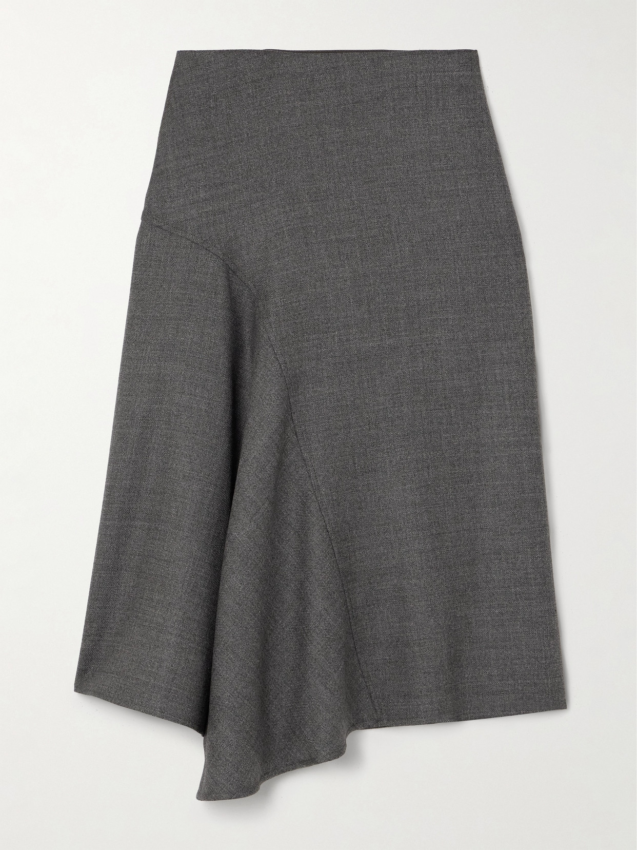 Brunello Cucinelli Asymmetric Virgin Wool Midi Skirt In Gray