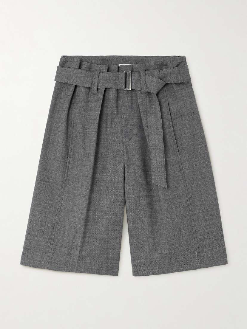Brunello Cucinelli Belted Cotton And Wool-blend Twill Shorts
