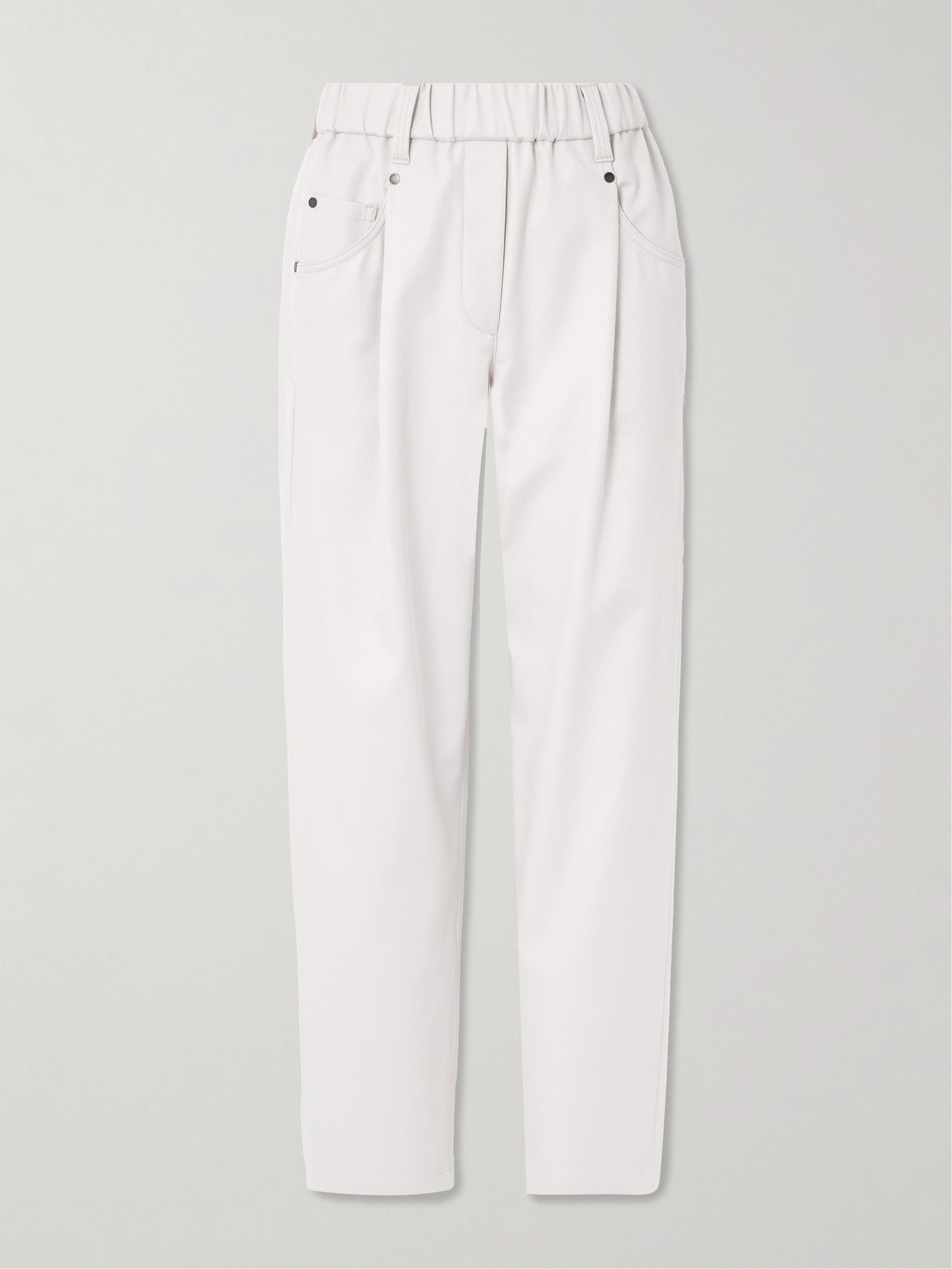 Brunello Cucinelli Cotton-blend Twill Tapered Pants In White