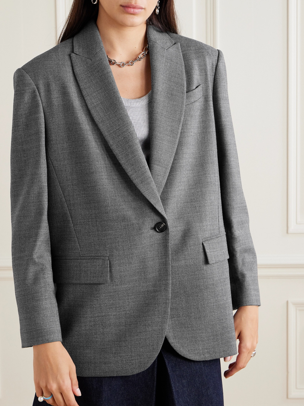 Brunello Cucinelli Wool-blend Blazer In Gray