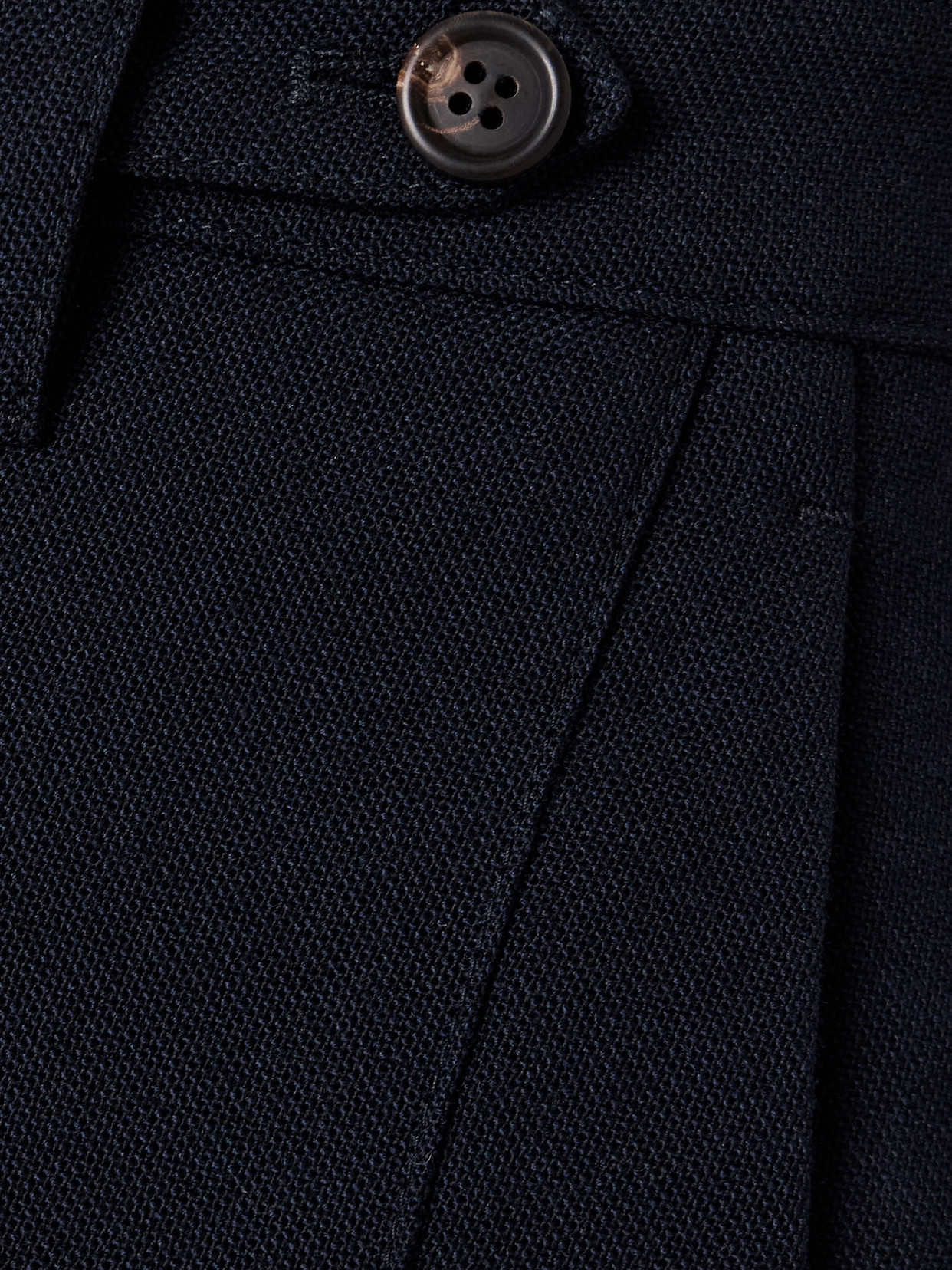 Brunello Cucinelli Panama Grain De Poudre Wool Tapered Pants In Blue