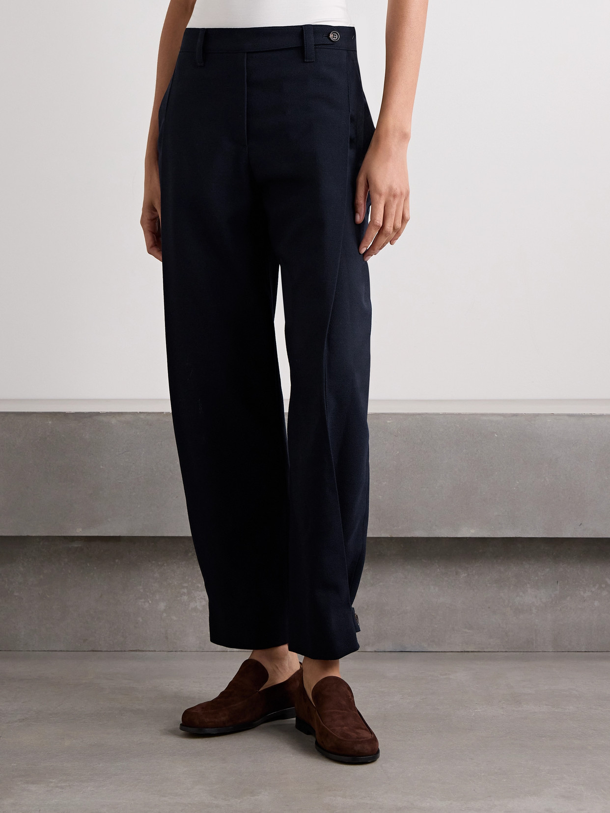 Brunello Cucinelli Panama Grain De Poudre Wool Tapered Pants In Blue