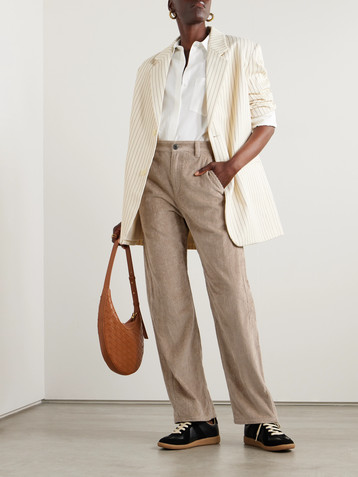Brunello Cucinelli Striped cotton-blend corduroy straight-leg pants