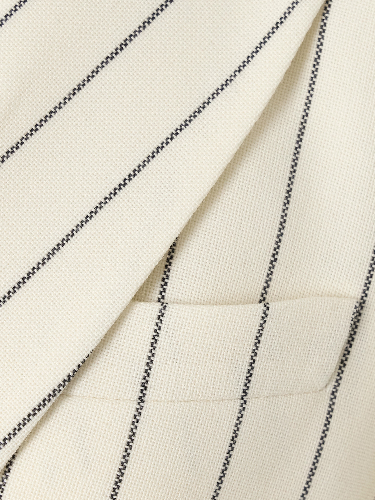 Brunello Cucinelli Panama Pinstriped Grain De Poudre Wool Blazer In White