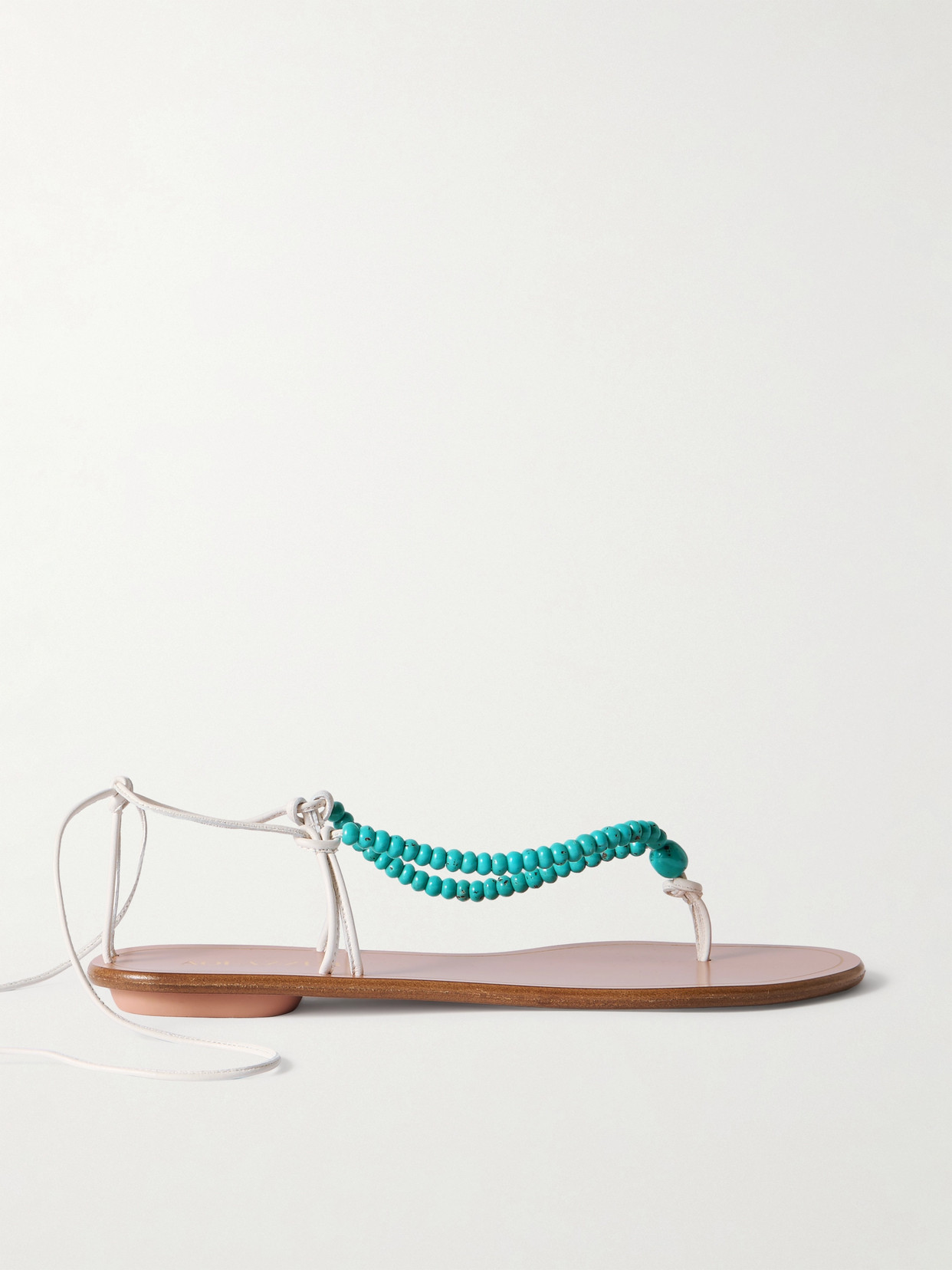 Aquazzura - Amalfi Beaded Leather Sandals - White