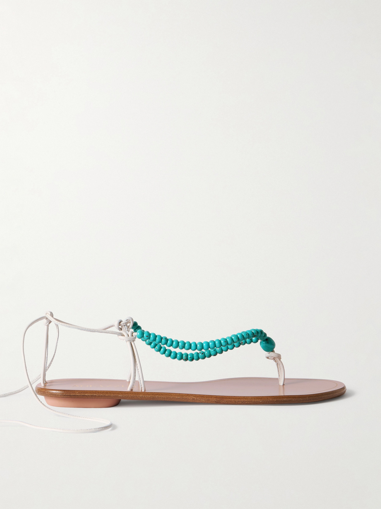 Aquazzura Amalfi Beaded Leather Sandals In White