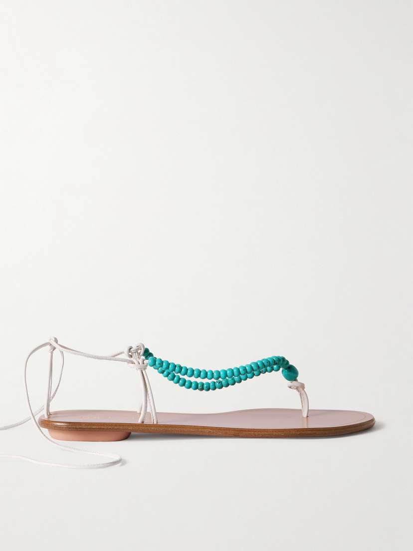 Aquazzura Amalfi Beaded Leather Sandals