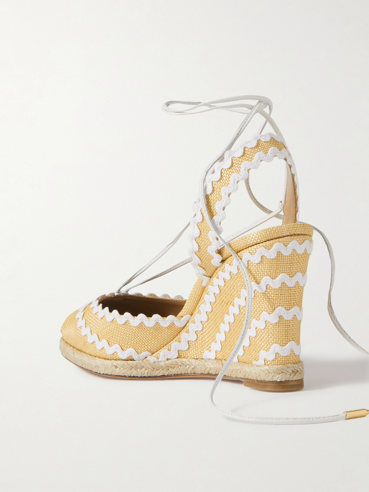 Shop Aquazzura Ric Rac 85 Raffia Wedge Espadrilles In Neutrals