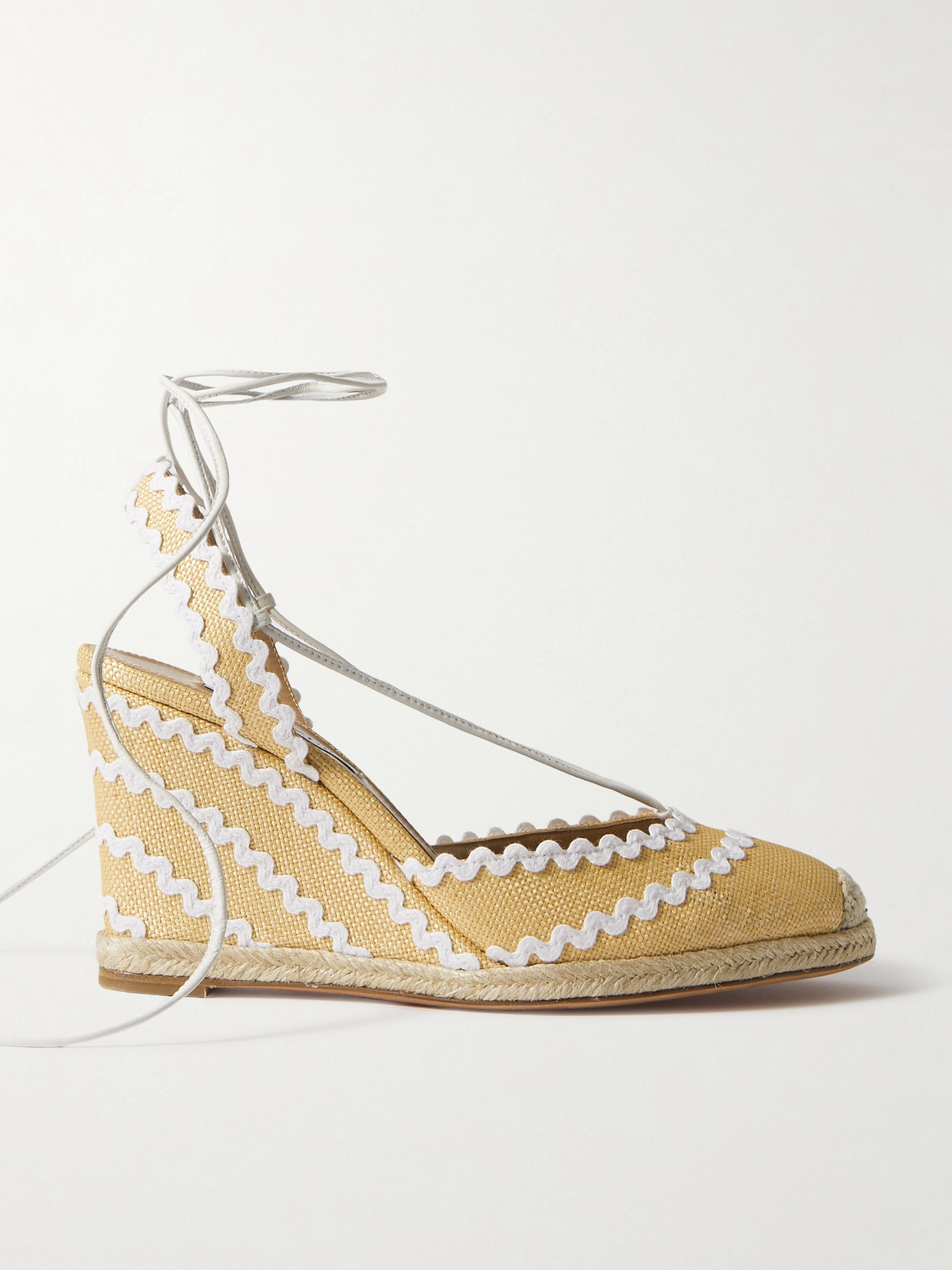 Aquazzura Ric Rac 85 Raffia Wedge Espadrilles In Neutrals