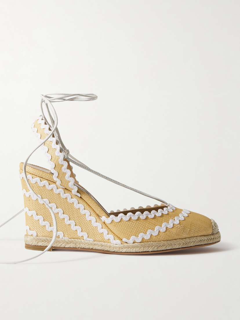 Aquazzura Ric Rac 85 Raffia Wedge Espadrilles