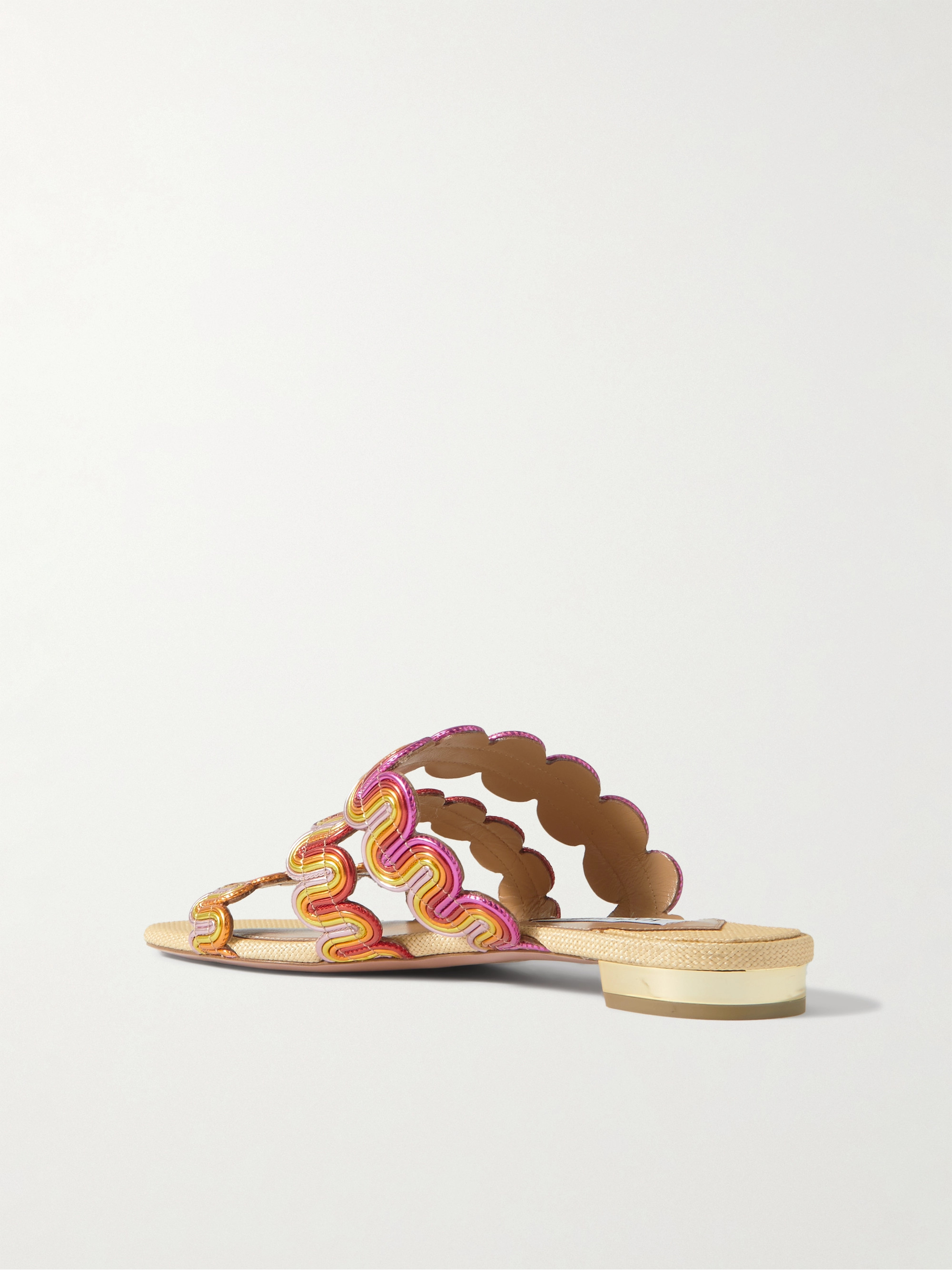 AQUAZZURA Wavy metallic leather slides thumbnail