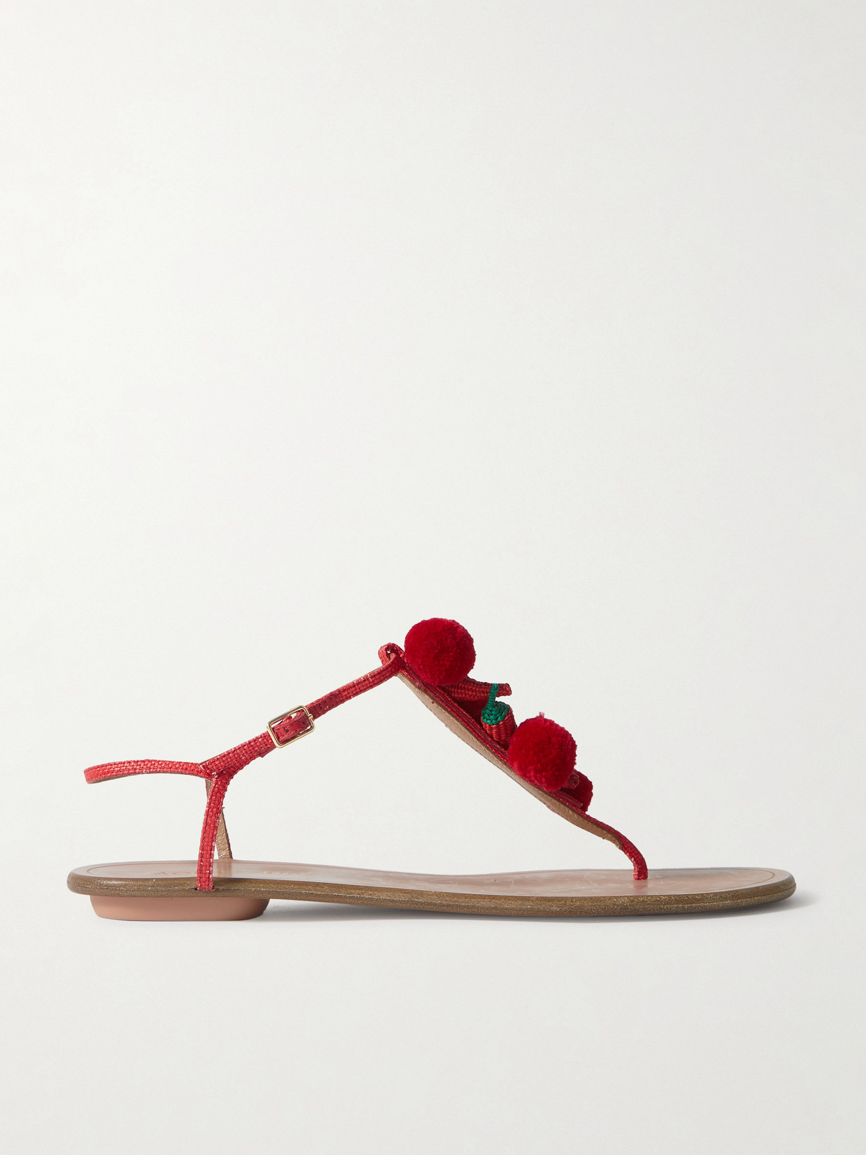 Aquazzura Chilli Embellished Raffia Sandals In Red