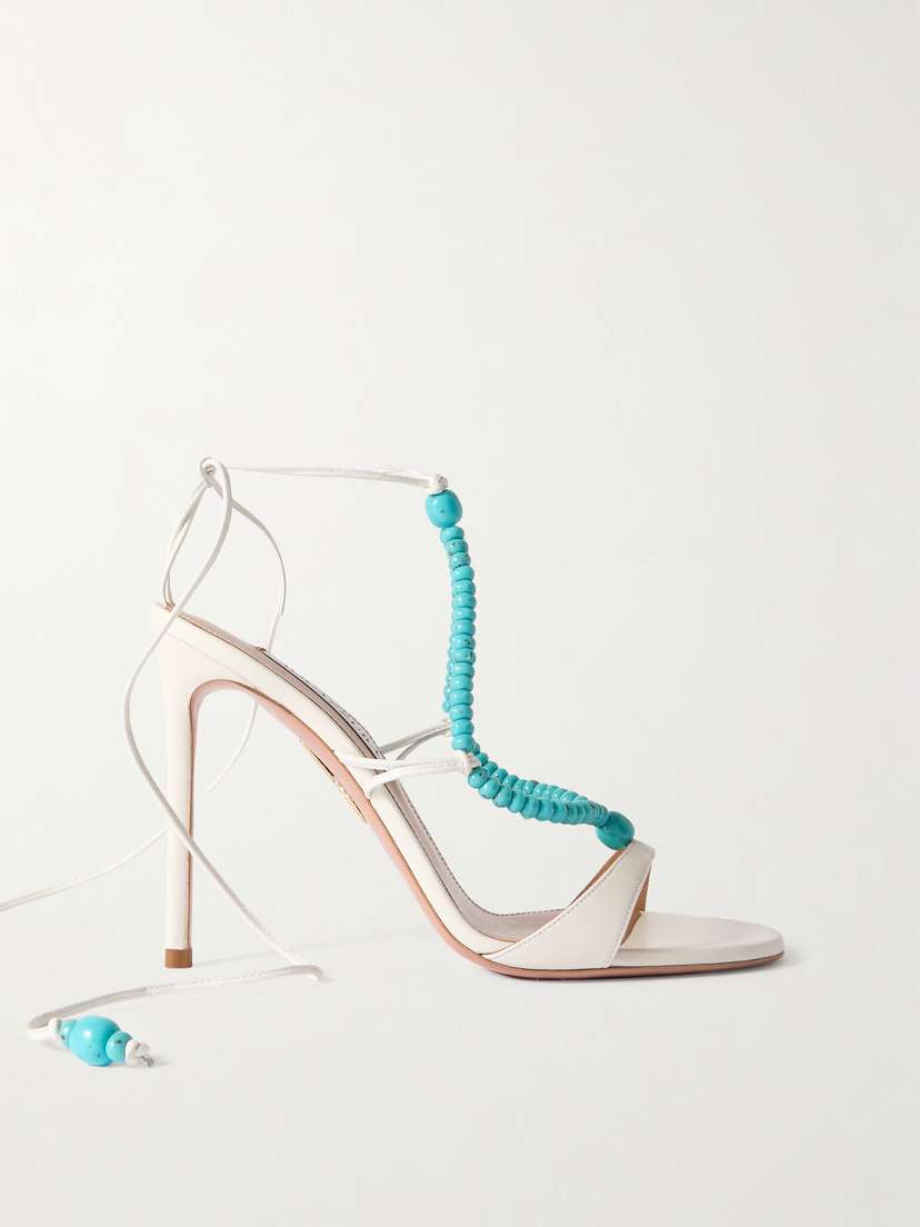 Aquazzura Amalfi 105 Beaded Leather Sandals