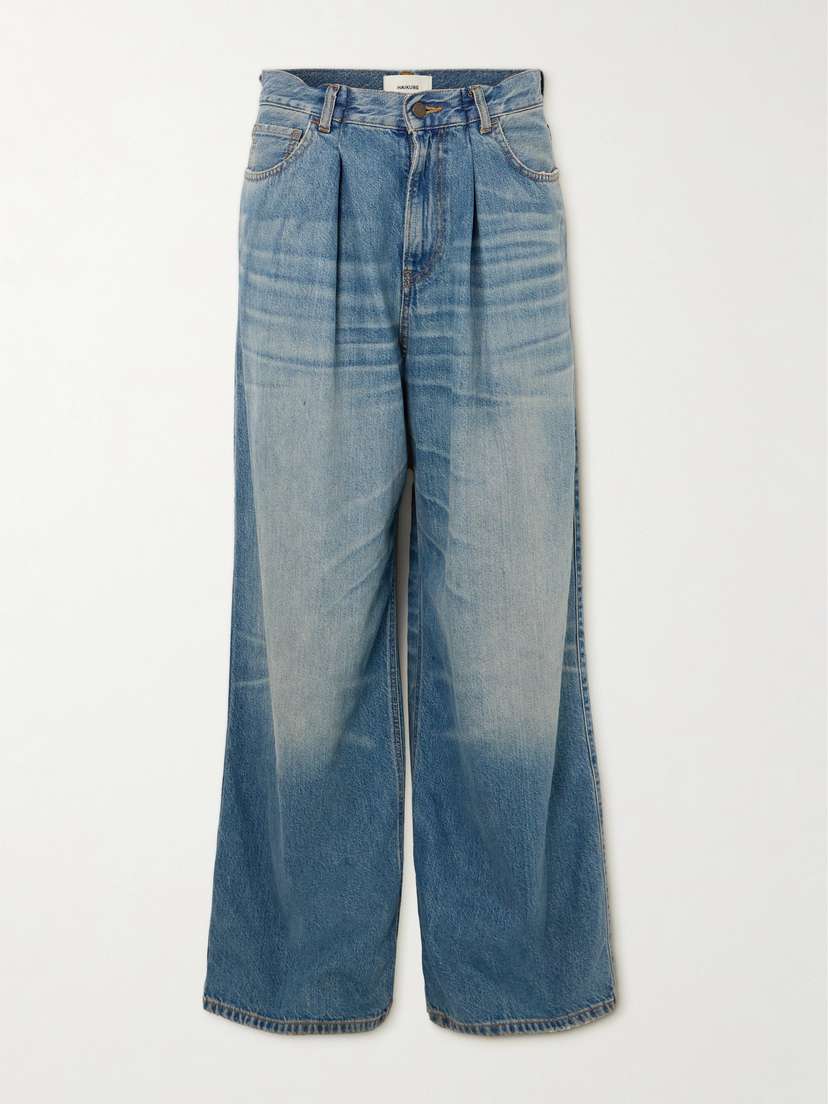 Haikure Candy Pleated High-rise Wide-leg Organic Jeans