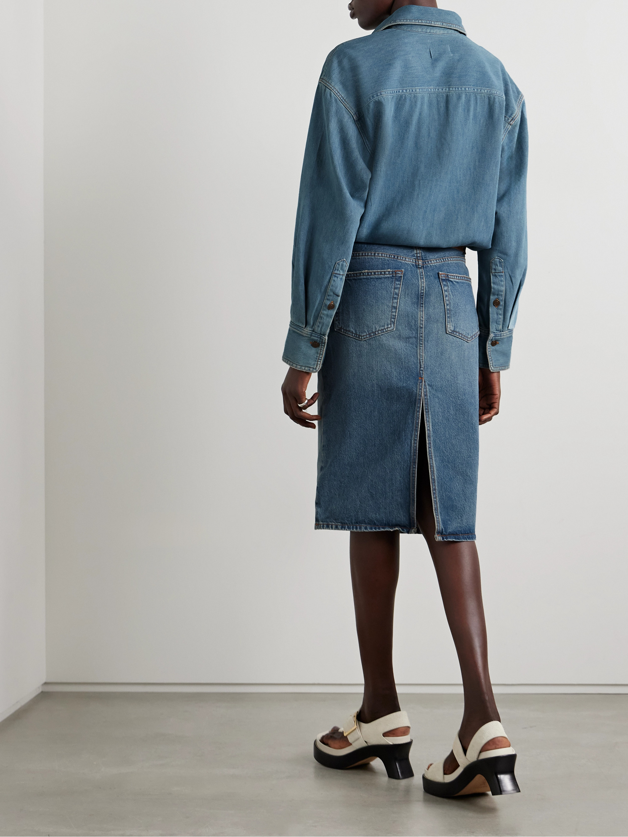 Haikure Joelle two-tone organic denim shirt dress