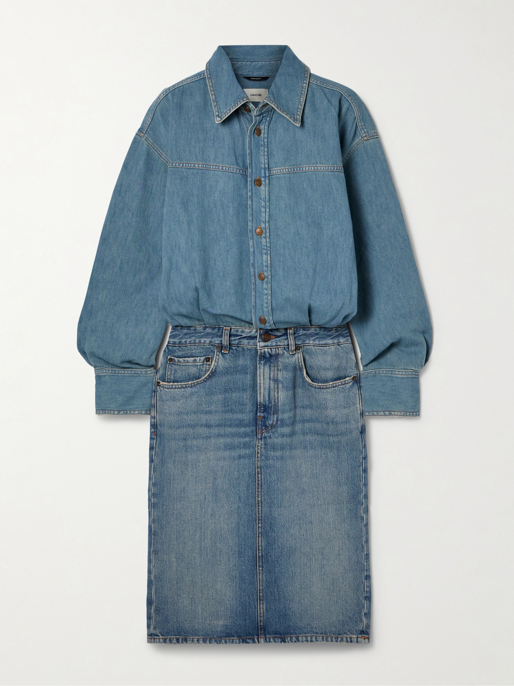 Haikure Joelle two-tone organic denim shirt dress