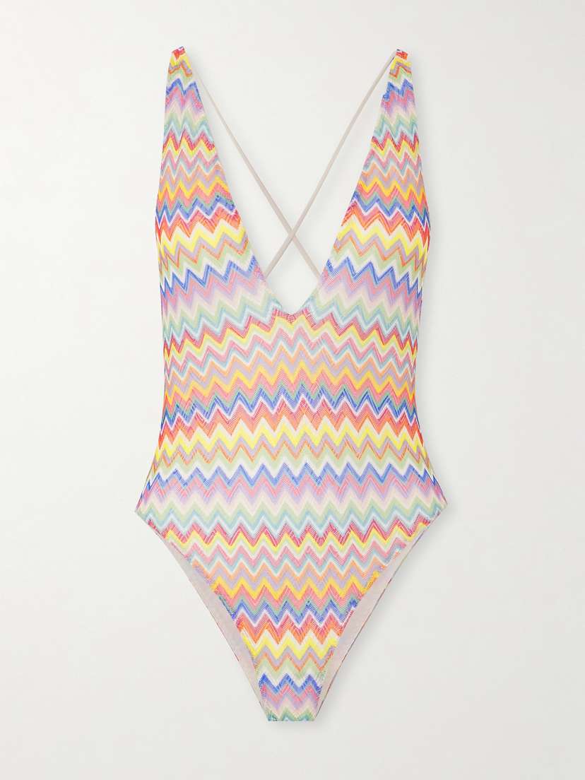 Missoni Striped Crochet-knit Swimsuit