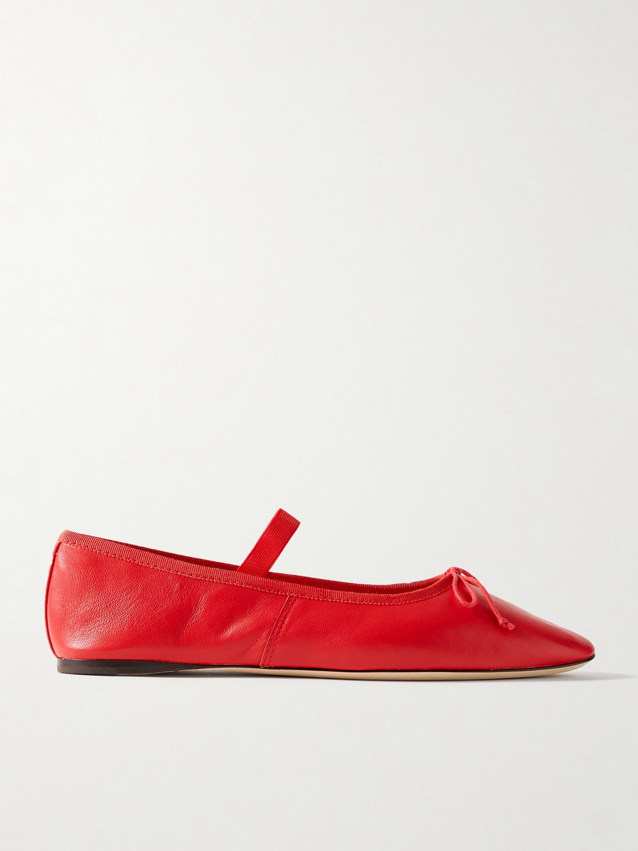 Loeffler Randall - Leonie Bow-embellished Leather Flats - Red