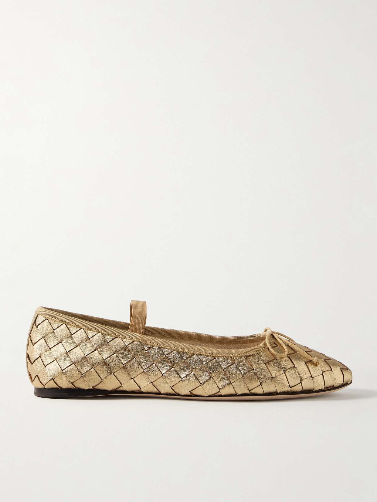 Loeffler Randall Leonie Metallic Woven Leather Ballerina Flats In Gold