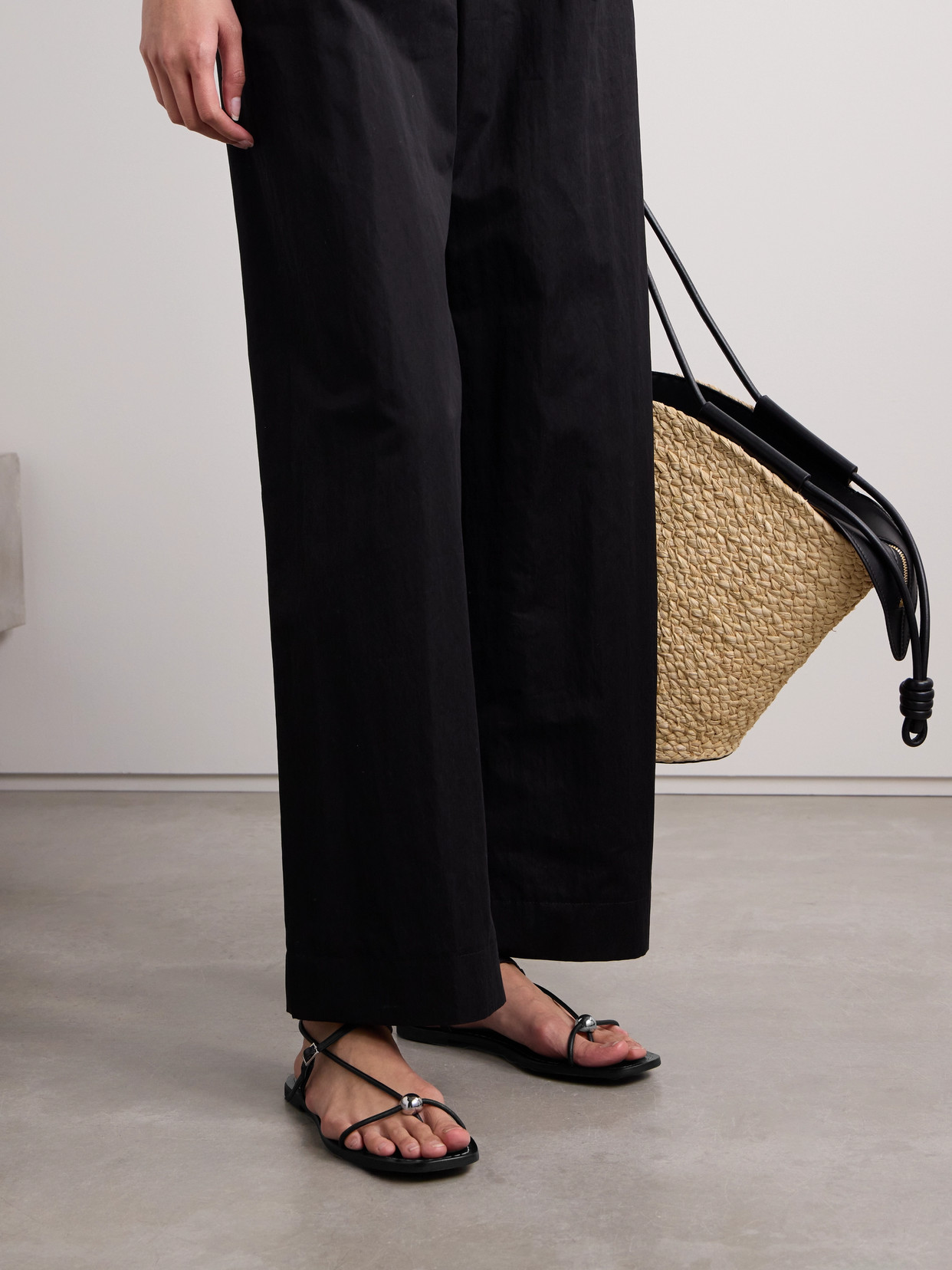 Loeffler Randall Lara Leather Ball-embellished Sandals In Black