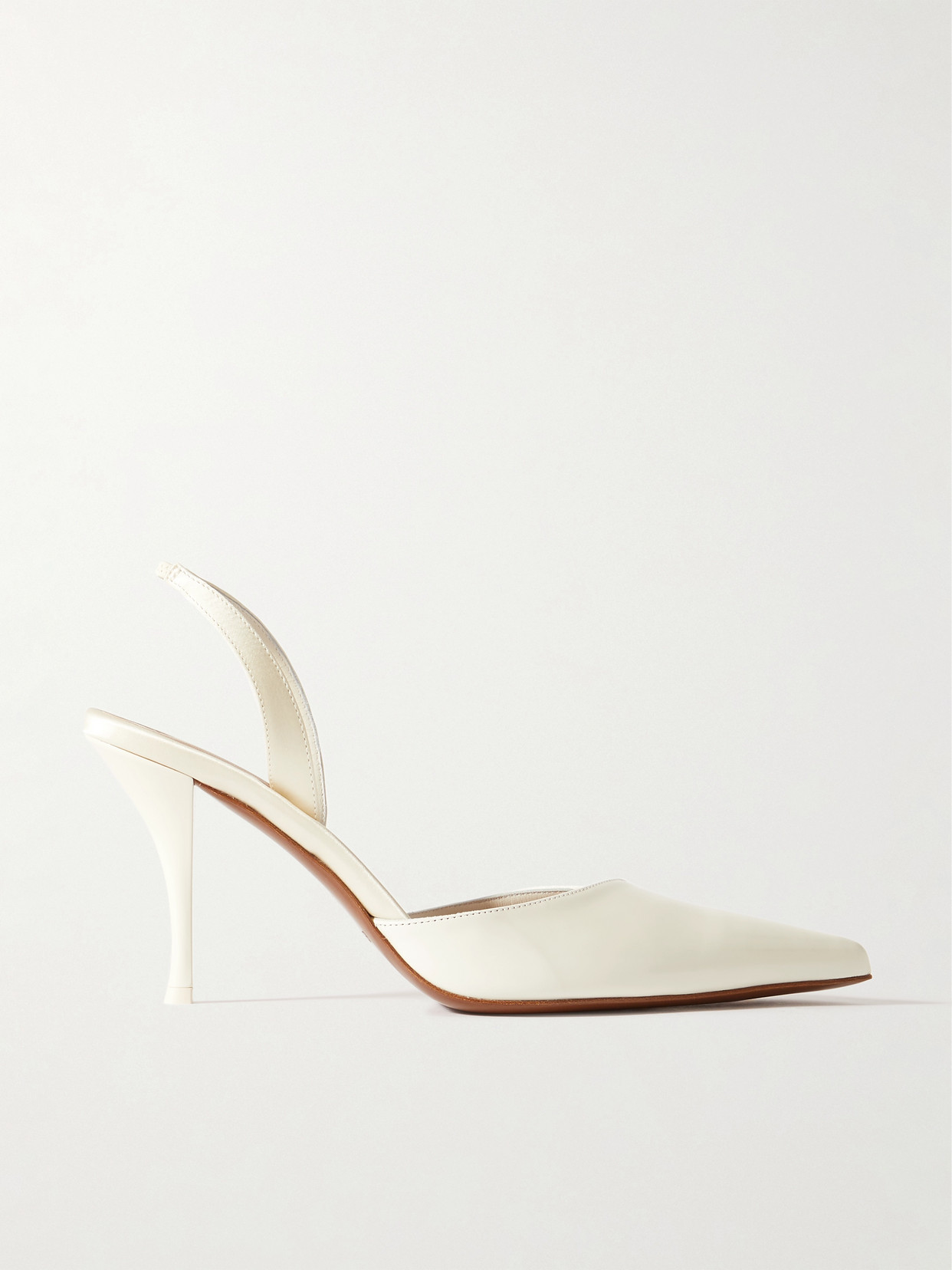 Neous Samaya Leather-trimmed Satin Slingback Pumps In Cream