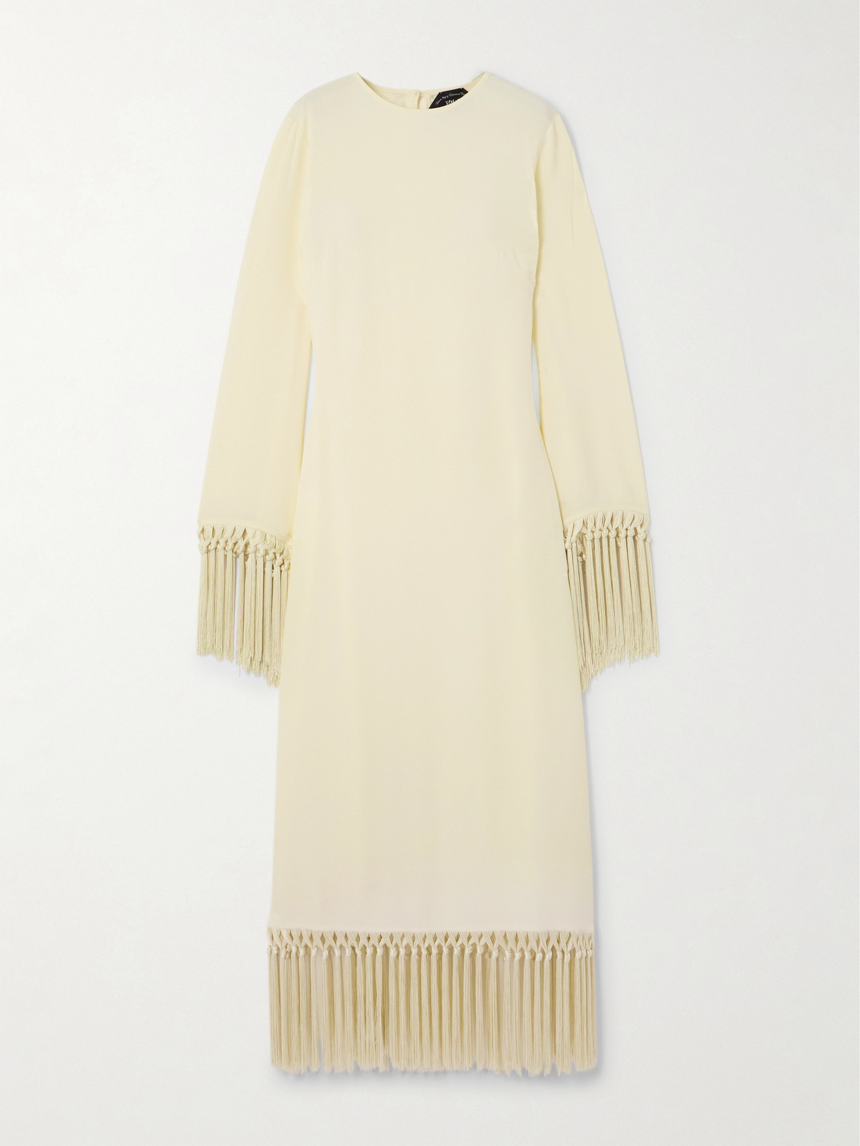 Taller Marmo - Claudia Venti Fringed Cady Midi Dress - Cream
