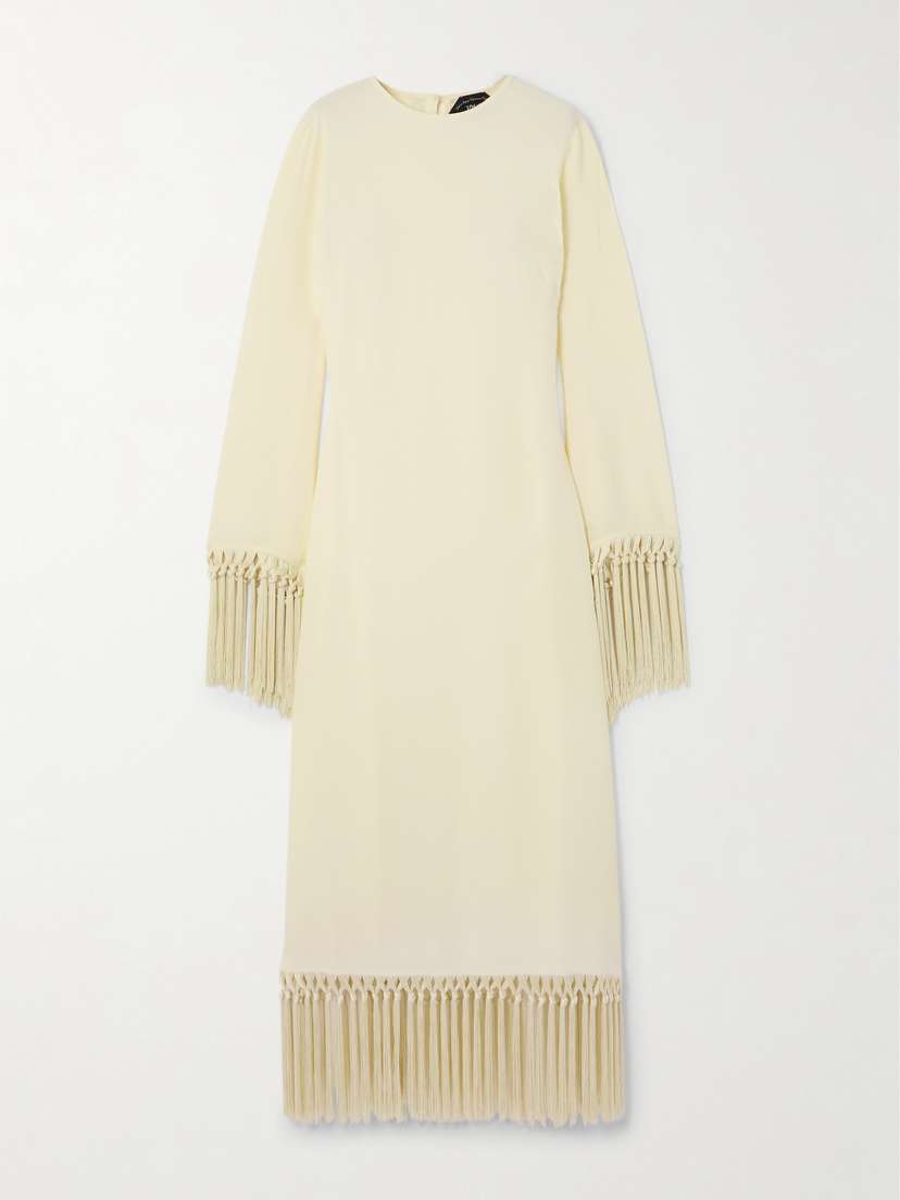 Taller Marmo Claudia Venti Fringed Cady Midi Dress