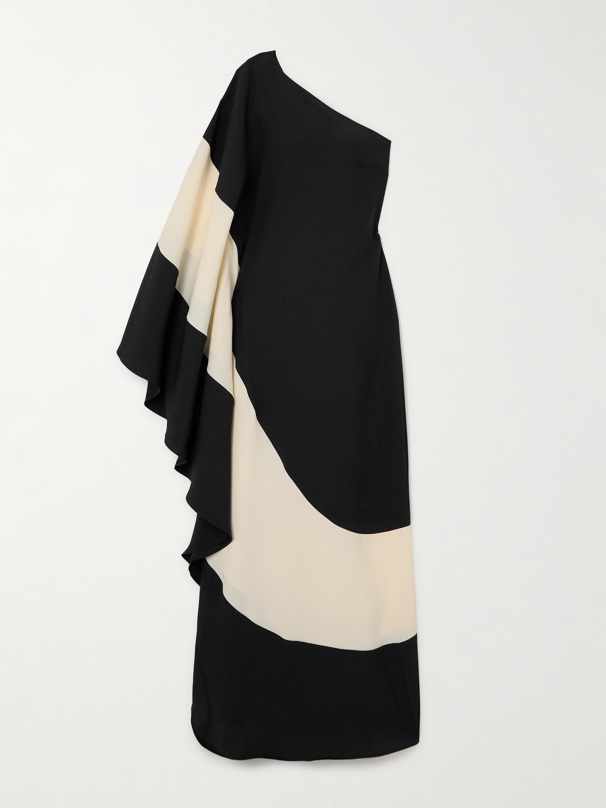 Taller Marmo Tirso One-shoulder Two-tone Crepe Gown In Black