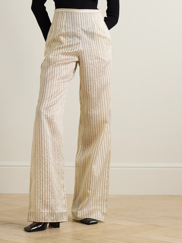 Taller Marmo Seine metallic pinstriped voile wide-leg pants