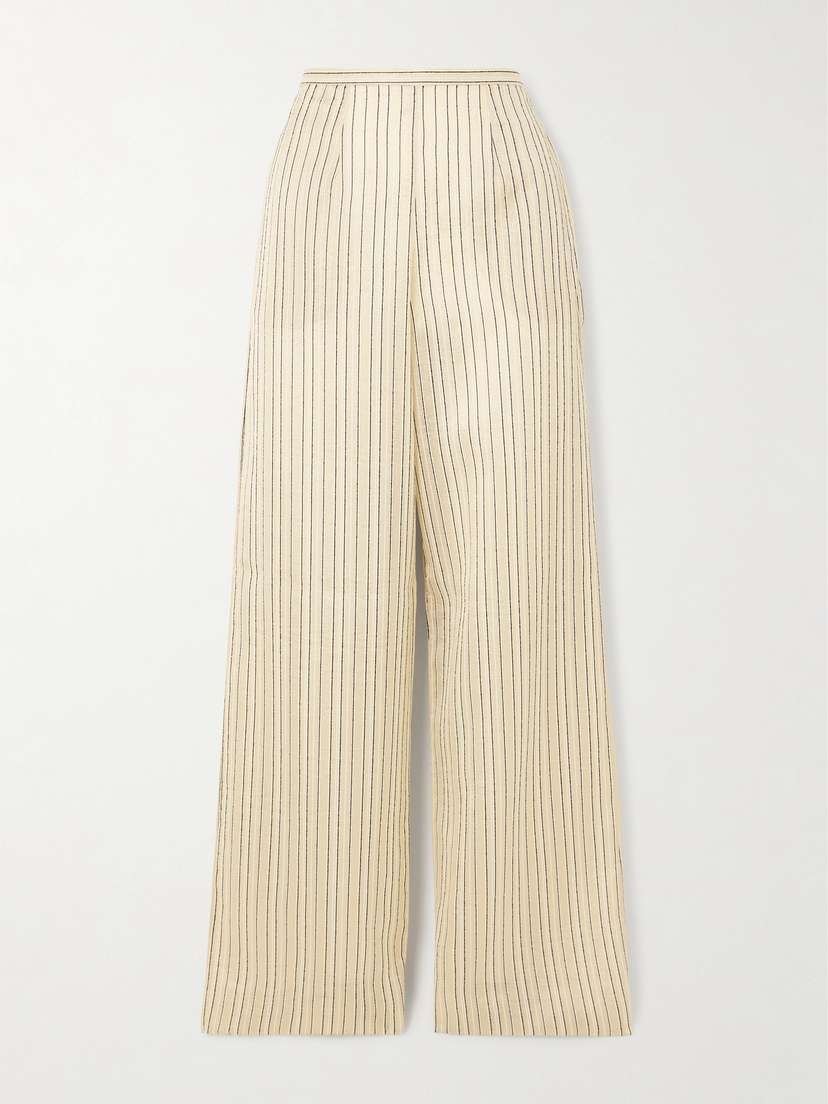 Taller Marmo Seine Metallic Pinstriped Voile Wide-leg Pants