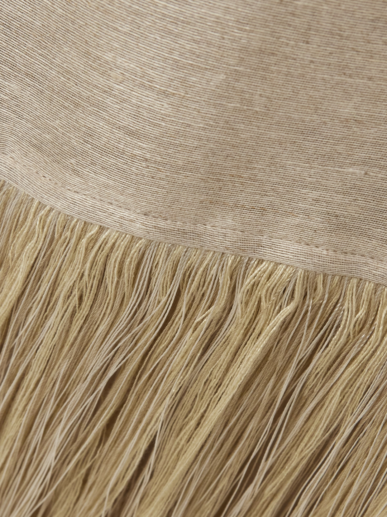 Taller Marmo Tigris Fringed Linen-blend Dupioni Gown In Ecru