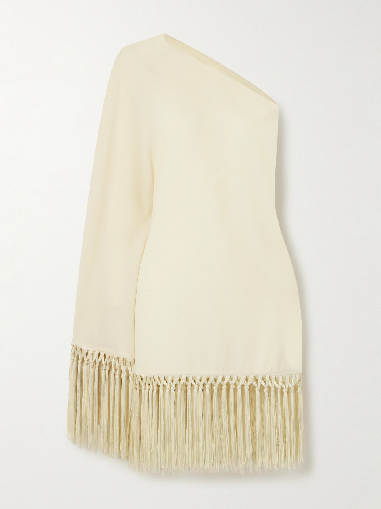 Taller Marmo - Piccolo Arno One-sleeve Fringed Cady Mini Dress - Ivory