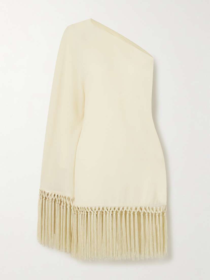 Taller Marmo Piccolo Arno One-sleeve Fringed Cady Mini Dress