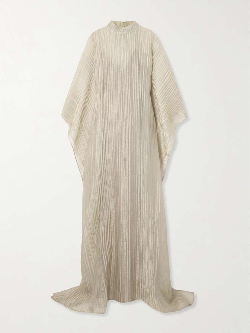 Taller Marmo Basento Pleated Fil Coupé Turtleneck Gown