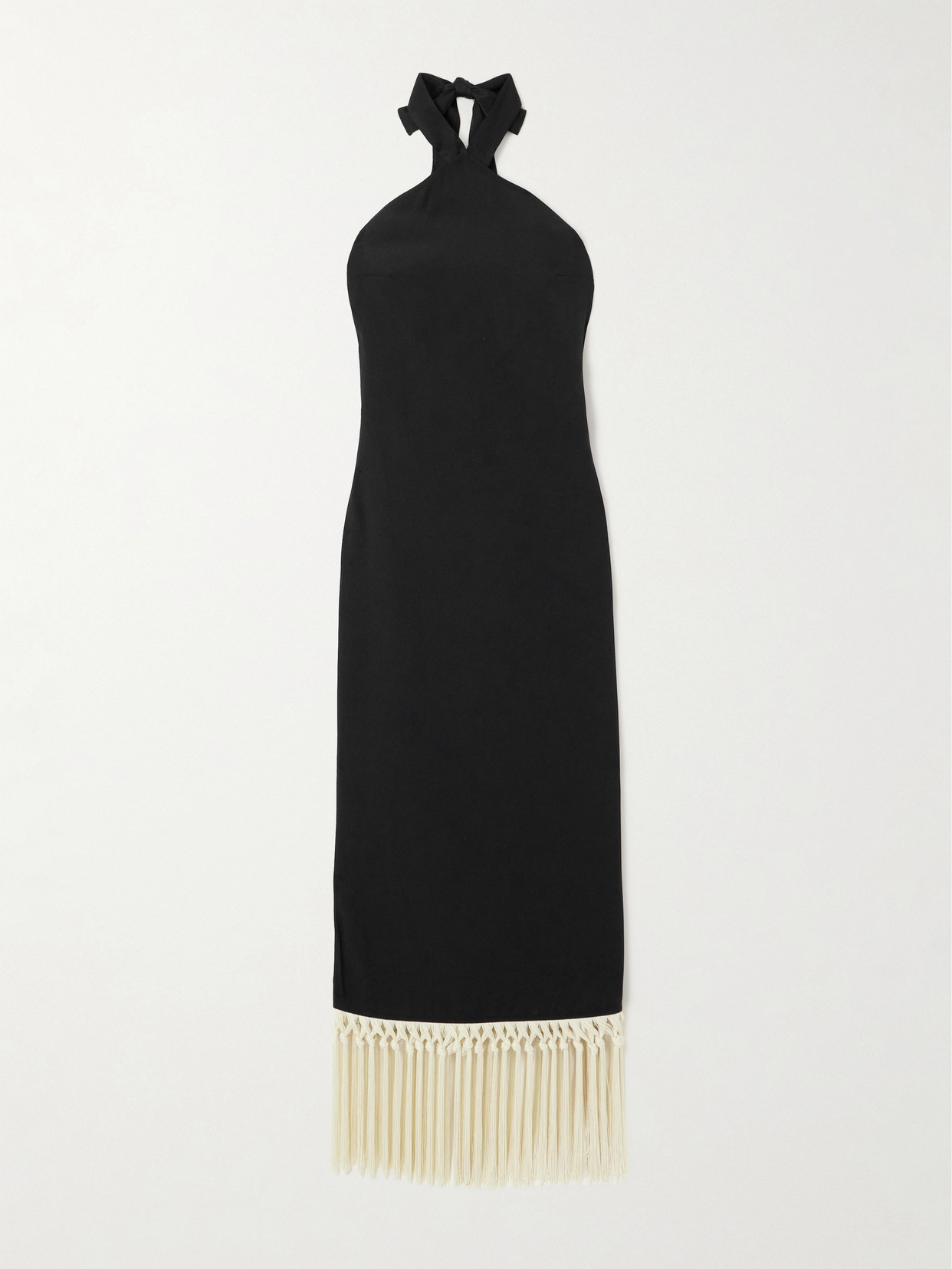 Taller Marmo - Nina Fringed Cady Halterneck Midi Dress - Black