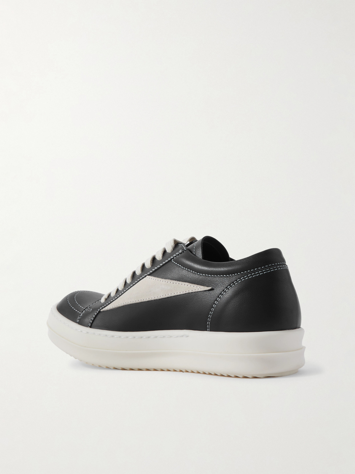 Rick Owens Women Black Low Top Sneakers With Contrasting Stitching In Leather Woman In Black