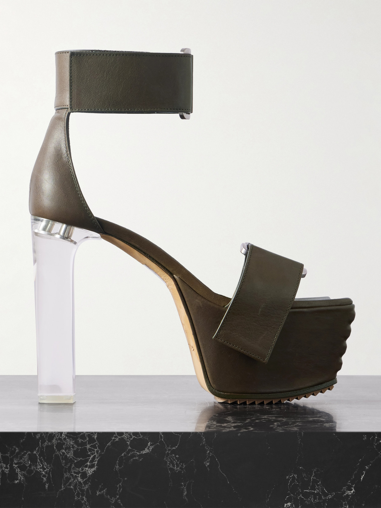 Rick Owens Leather Platform Sandals In Brown
