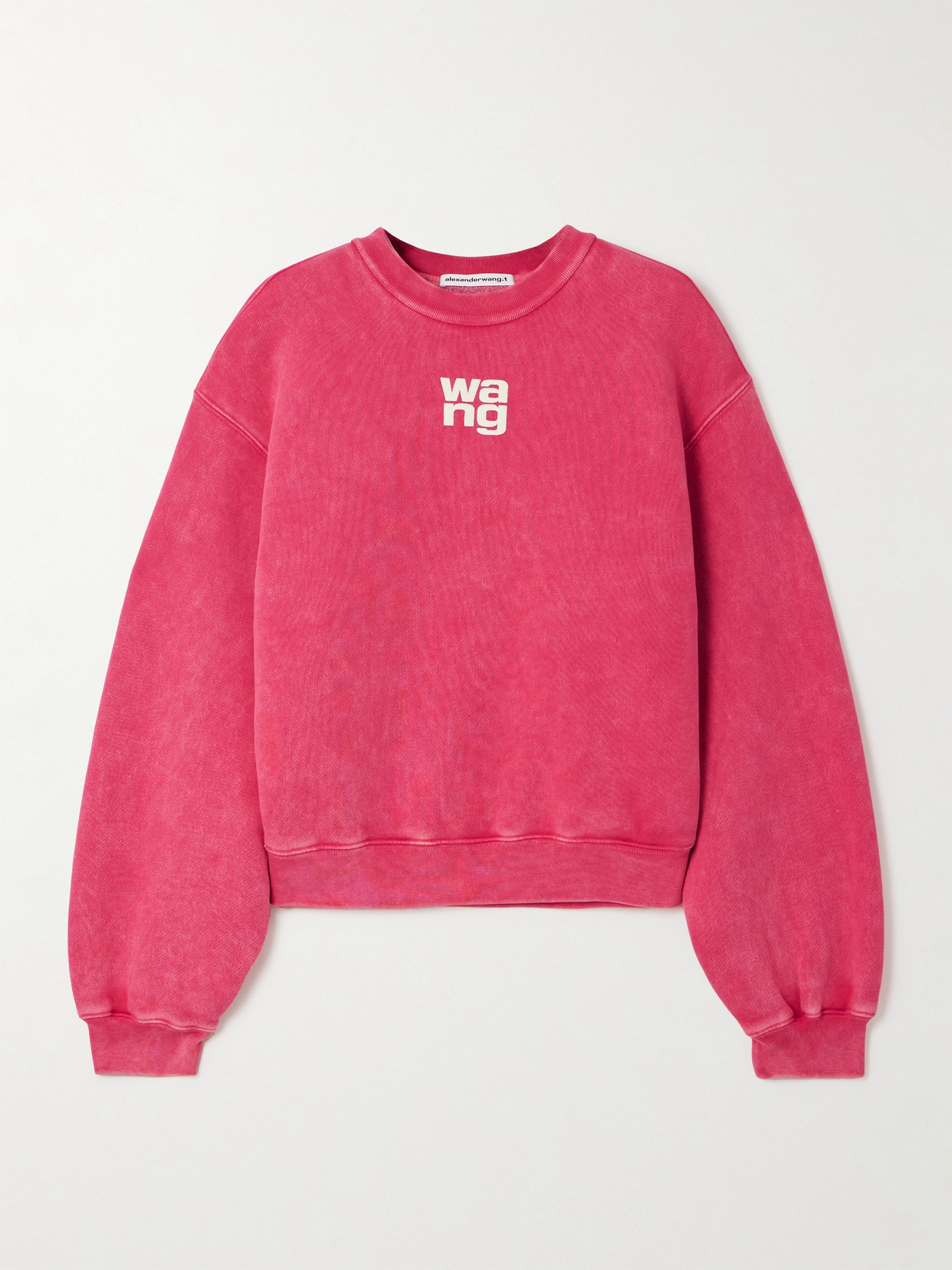 Alexander Wang T Alexanderwang.t Essential Terry Crew Sweatshirt With Puff Paint Logo In Soft Cherry